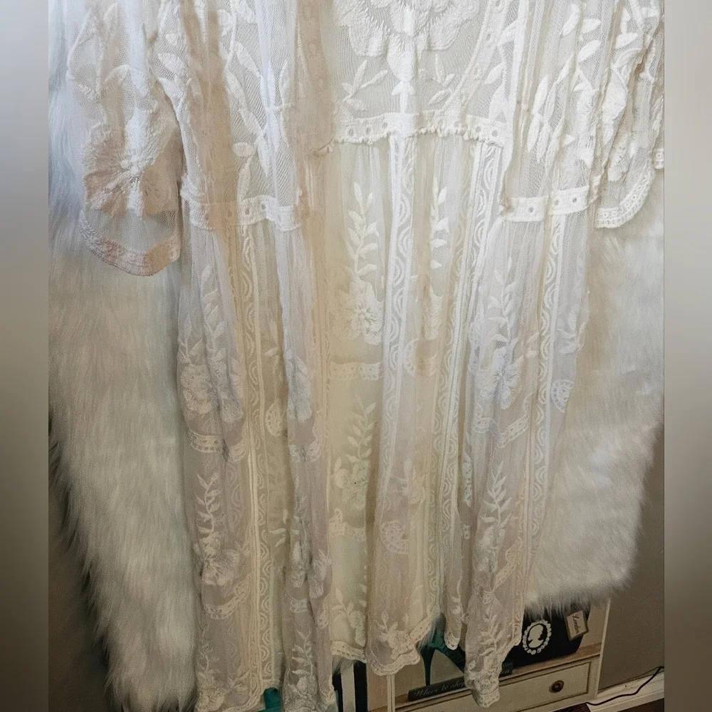 Rachel Zoe *Rare* 2000's Cream Lace Overlay - Picture 3 of 9